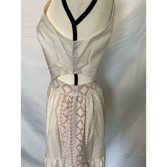 FHQ Collection Geometric High Square Neck Cut Out Maxi Dress Boho Size Small - Picture 6 of 14